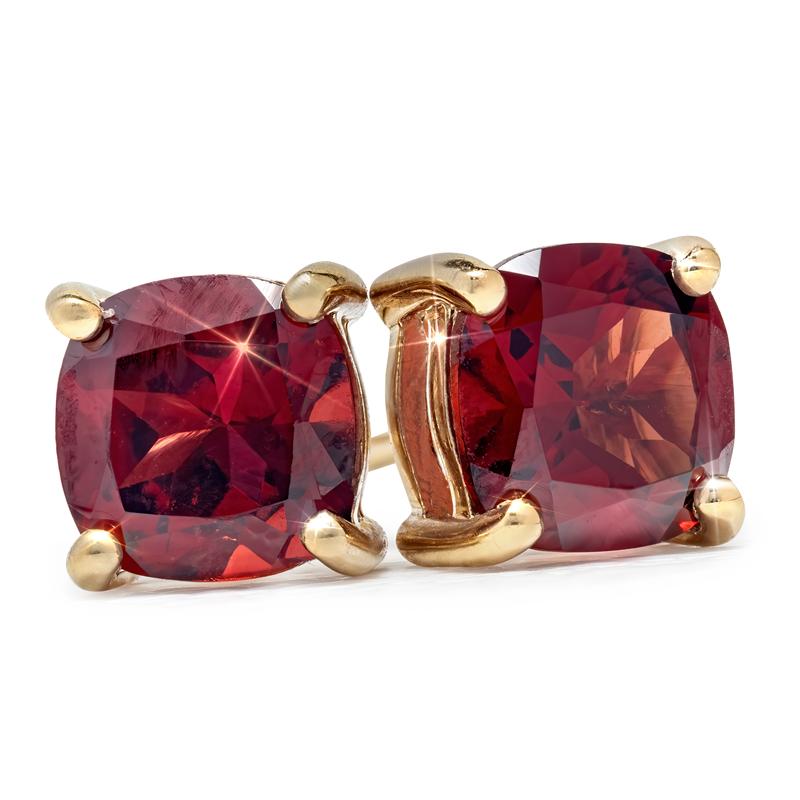 Cushion-Cut Garnet Stud Earrings